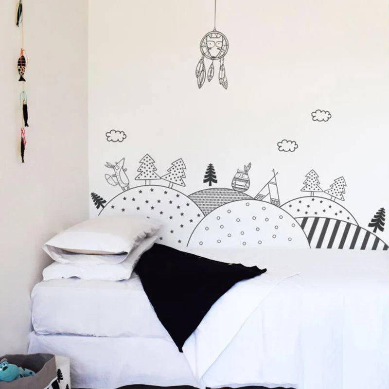 Scandinavian Mountain Wall Sticker Kids Room Decor Vinyl Decal