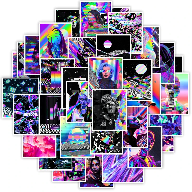10/30/50PCS Cartoon Psychedelic Art Aesthetic Stickers Graffiti Decals Skateboard Laptop Phone Bike Car Cool Toy Sticker for Kid