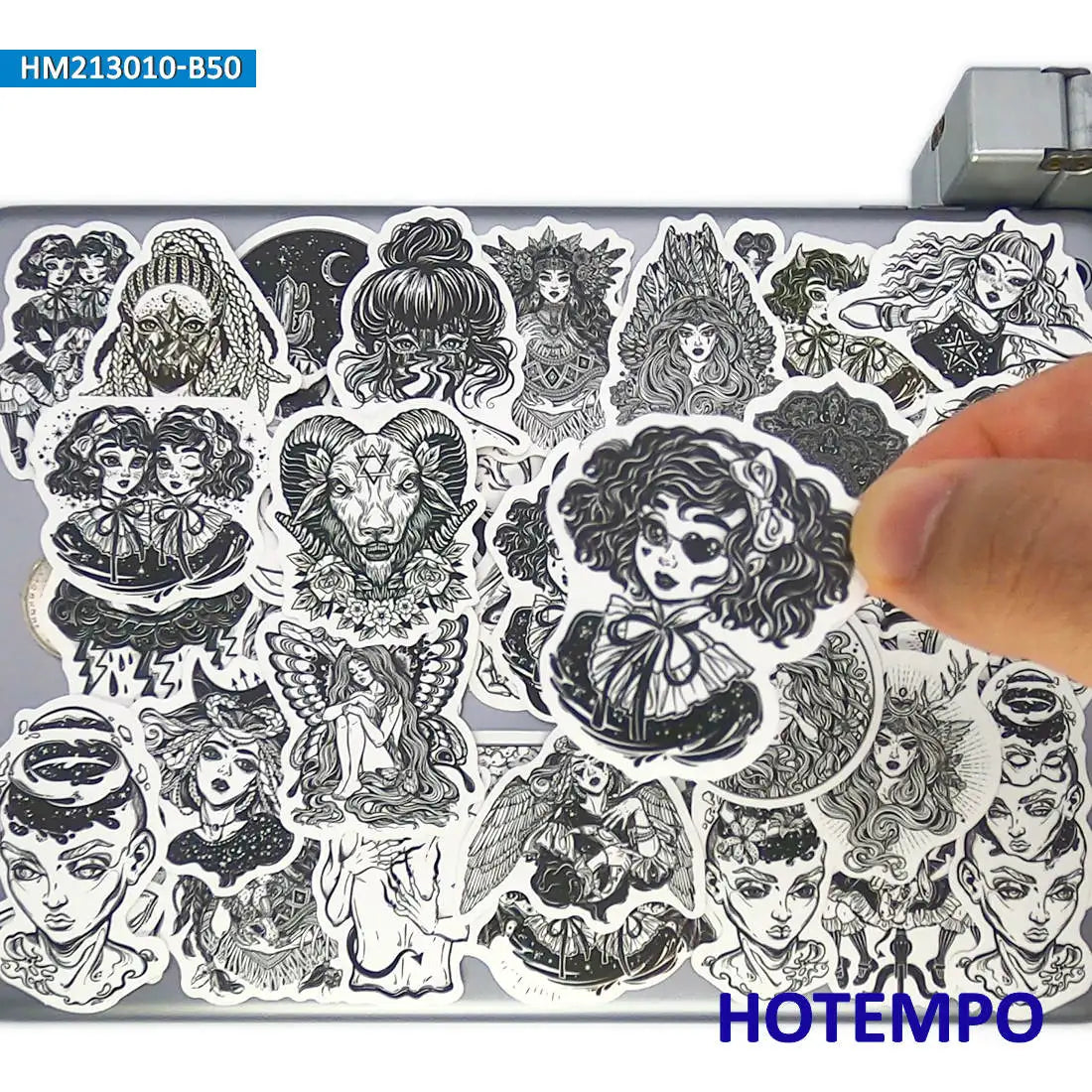 50Pieces Gothic Stickers Dark Fantasy Fairy Witch Cthulhu Totem for Phone Luggage Skateboard Car Bike Motorcycle Laptop Sticker