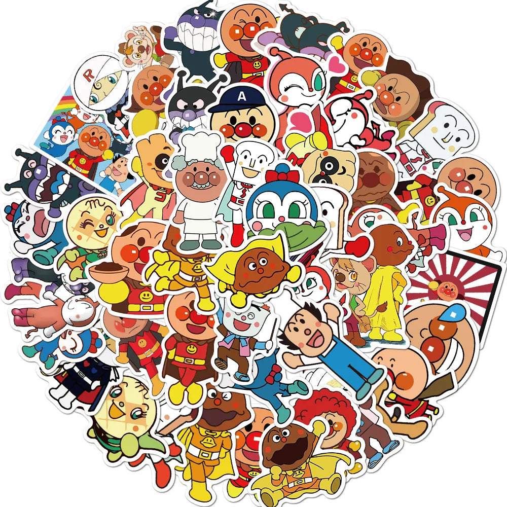 Anpanman Cartoon Stickers 10/30/50pcs Waterproof Decals for Kids - Suitcase, Skateboard, Laptop, Phone, Car