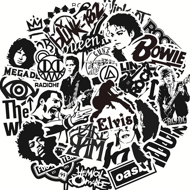 Punk Rock Band Waterproof Stickers for Skateboard, Guitar, Motorcycle, Luggage, Car, Bike, Phone, Graffiti, Cool Kid Toy