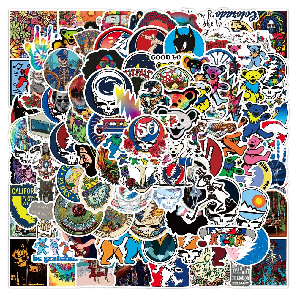 Grateful Dead Stickers Pack: Aesthetic Waterproof Laptop Guitar Motorcycle Decals