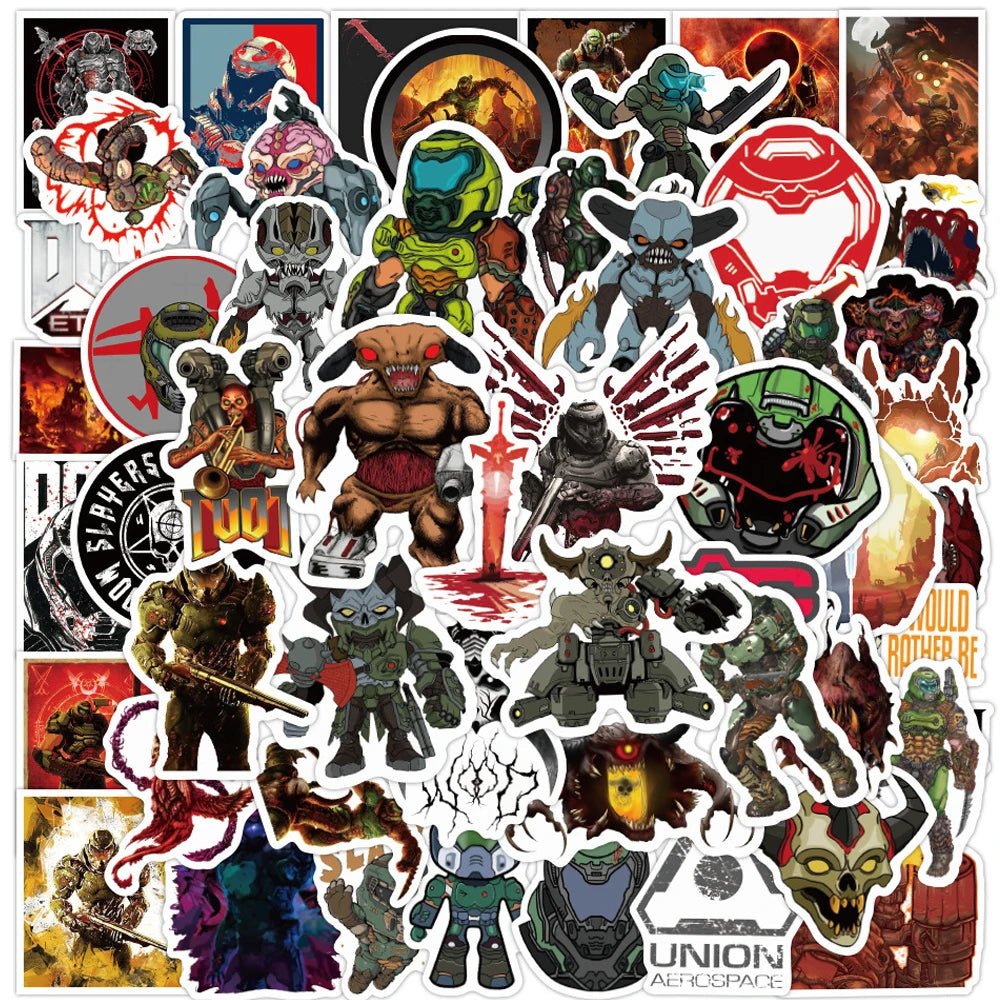 Doom Eternal Stickers Pack: Laptop, Guitar, Luggage, Skateboard, Bike, Waterproof Decals