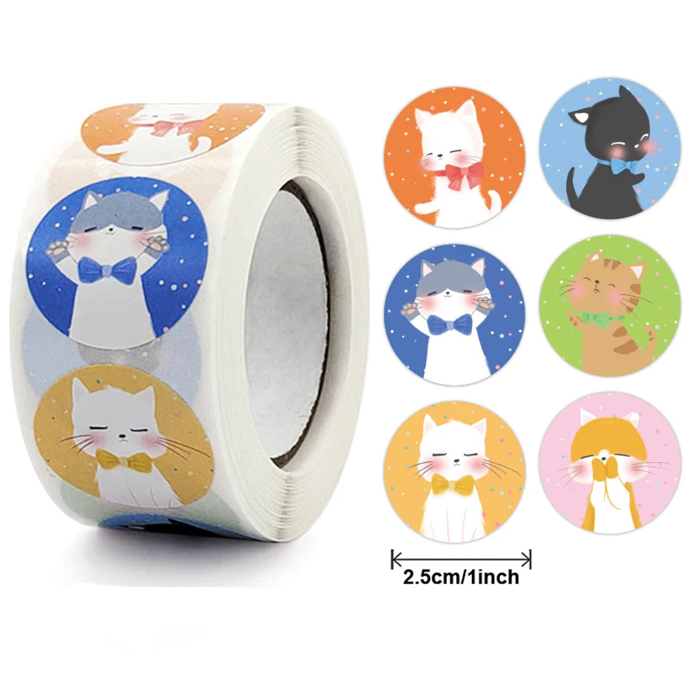 100-500pcs 8 Styles Round Cartoon Animal Reward Stickers Kids Party Handmade Scrapbooking Gift Packaging Seal Label