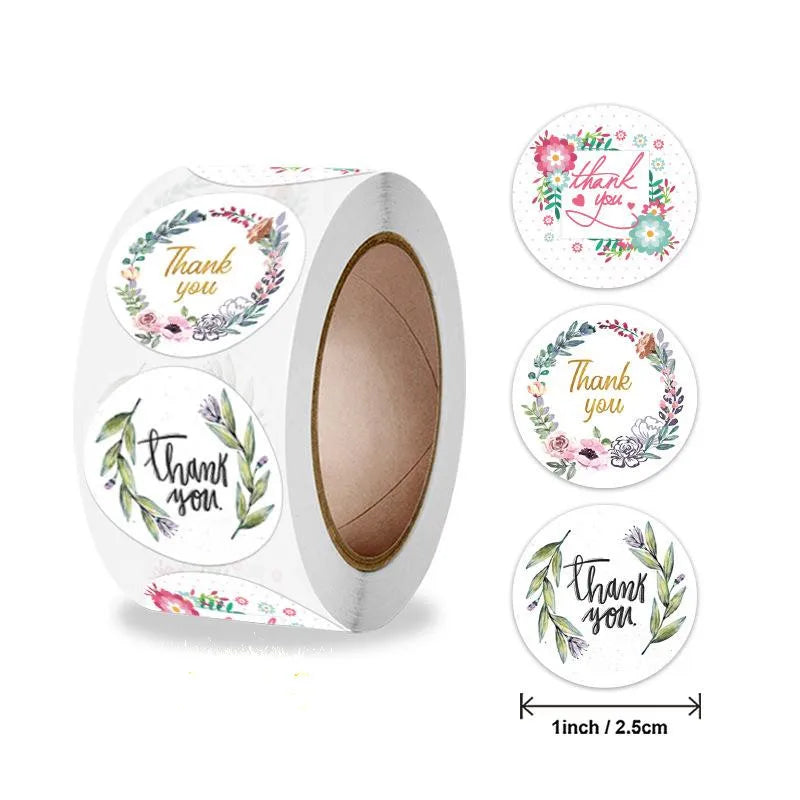 500 Pcs Thank You Stickers Rolls With Flower Sticker Seal For School Classroom Teacher Rewards Children With Gift Stickers
