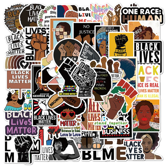 Black Lives Matter Stickers Pack - Waterproof Decals for Luggage, Fridge, Laptop