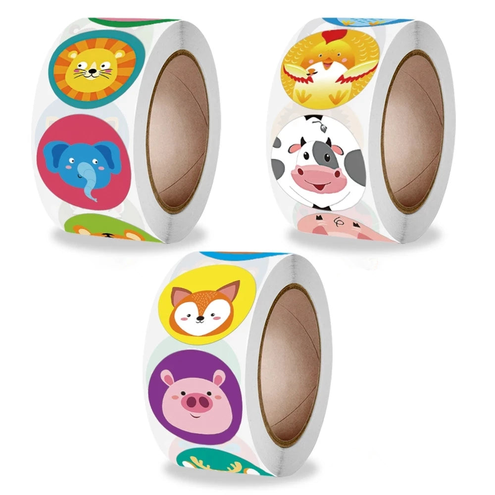 Stickers 500 Pcs/roll Teacher Rewards And Encourages Children Toys Cute Animal Stickers Sealing Stickers
