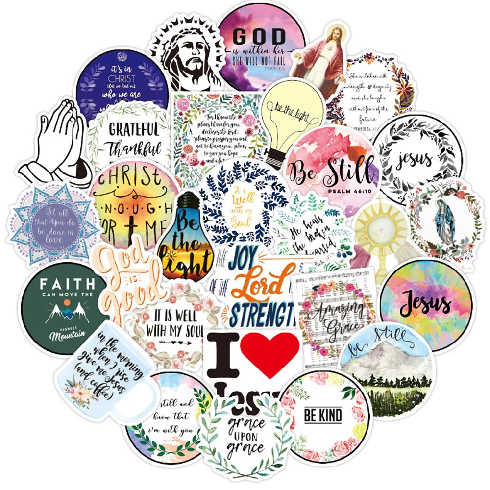 Jesus Christian Sayings Stickers 10/30/50PCS Waterproof Decals for Skateboard Laptop Luggage Motorcycle