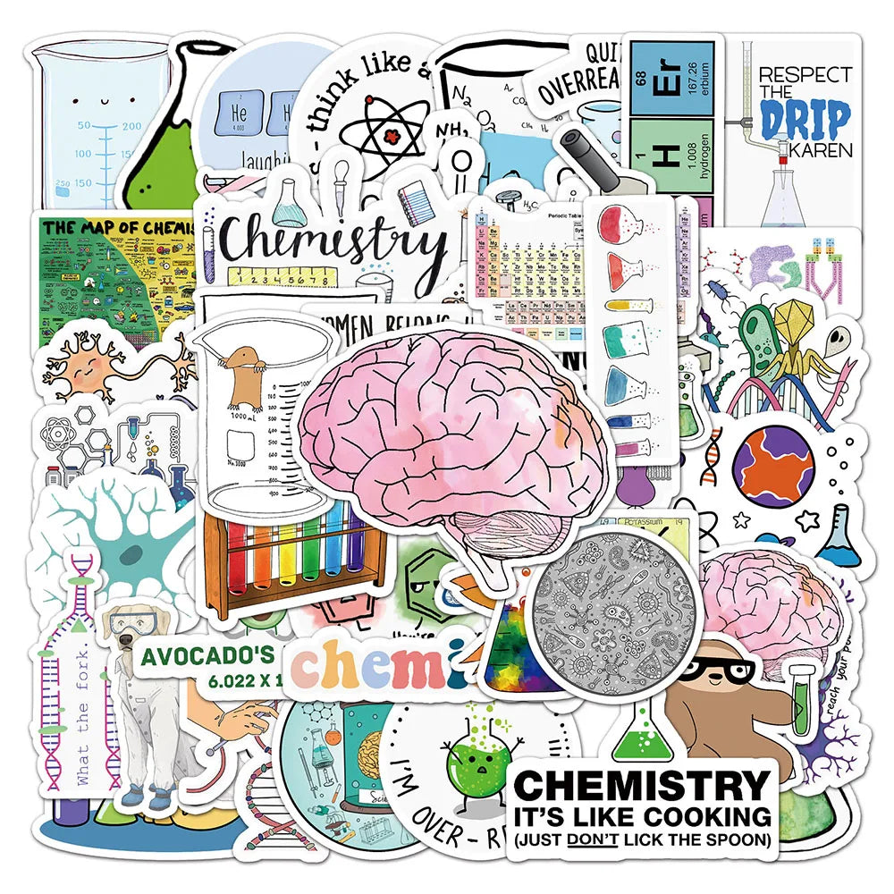 Science Lab Stickers: Physics Chemistry Decals for Skateboard, Laptop, Phone, Bike, Guitar, Motorcycle, Kid Toy (10/30/50PCS)