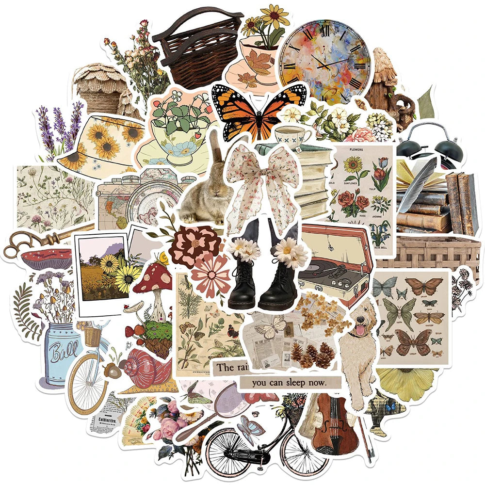 Cartoon Retro Vsco Stickers Pack for Laptop, Luggage, Skateboard, Phone, Suitcase, Guitar, Car