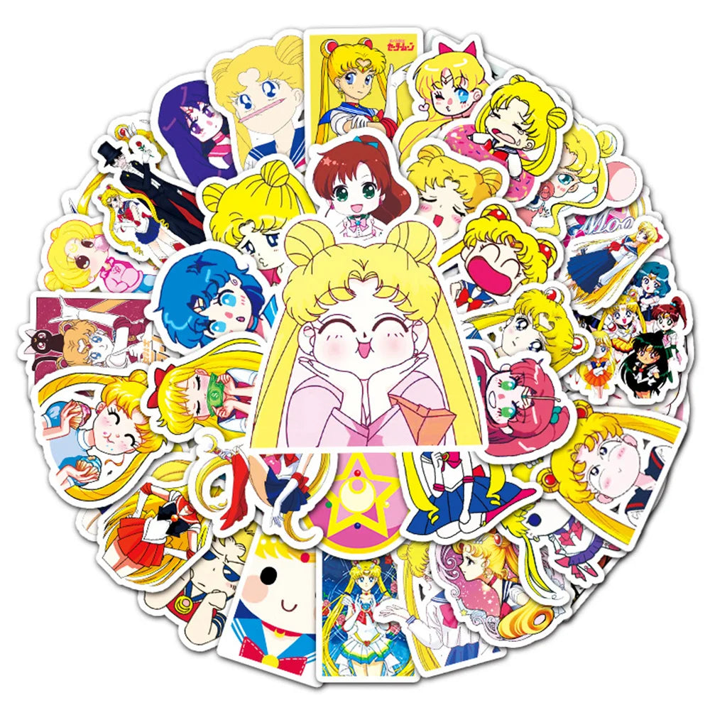 Sailor Moon Waterproof Stickers Pack - Laptop, Guitar, Luggage, Bike, Skateboard
