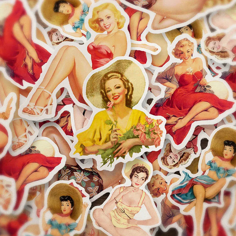10/30/50pcs Retro Sexy Pin Up Girl Stickers DIY Skateboard Car Bike Phone Notebook Laptop Luggage Waterproof Kids Sticker Toy