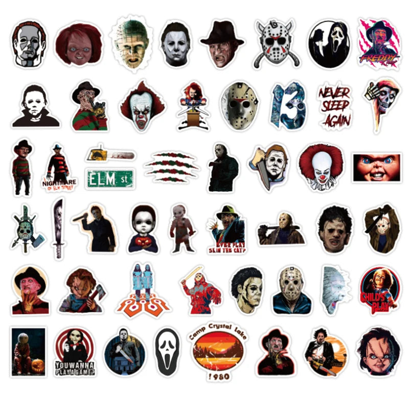 10/30/50pcs Halloween Themed Horror Characters Graffiti Waterproof Skateboard Travel Suitcase Phone Laptop Luggage Stickers