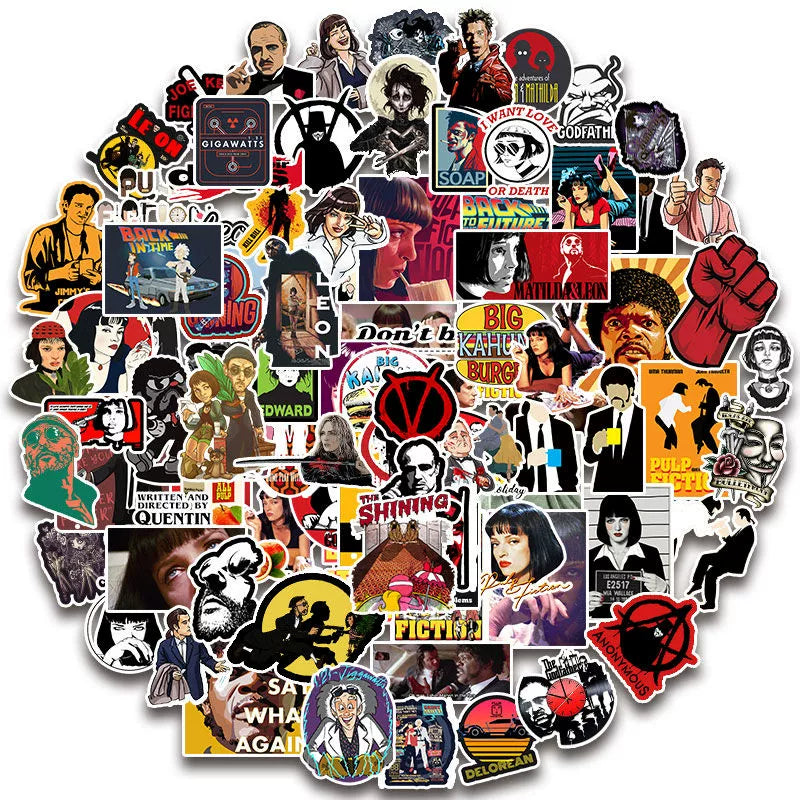 100 Classic Movie Graffiti Stickers Pulp Fiction Godfather and Other Best Selling Notebook Luggage Guitar Stickers