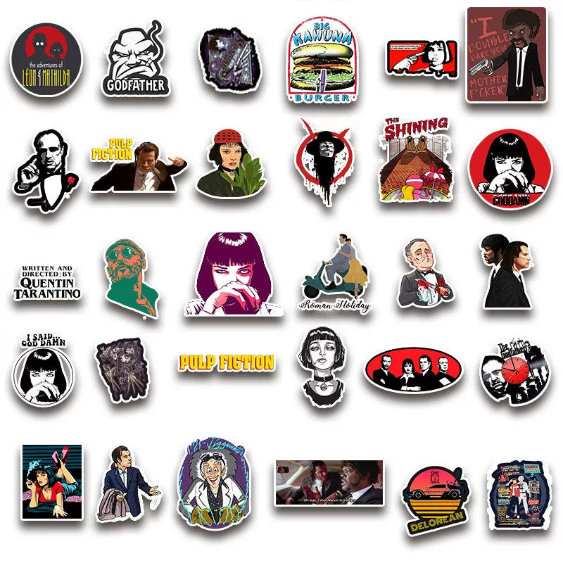 100 Classic Movie Graffiti Stickers Pulp Fiction Godfather and Other Best Selling Notebook Luggage Guitar Stickers