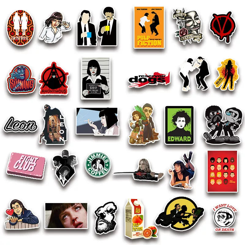 100 Classic Movie Graffiti Stickers Pulp Fiction Godfather and Other Best Selling Notebook Luggage Guitar Stickers