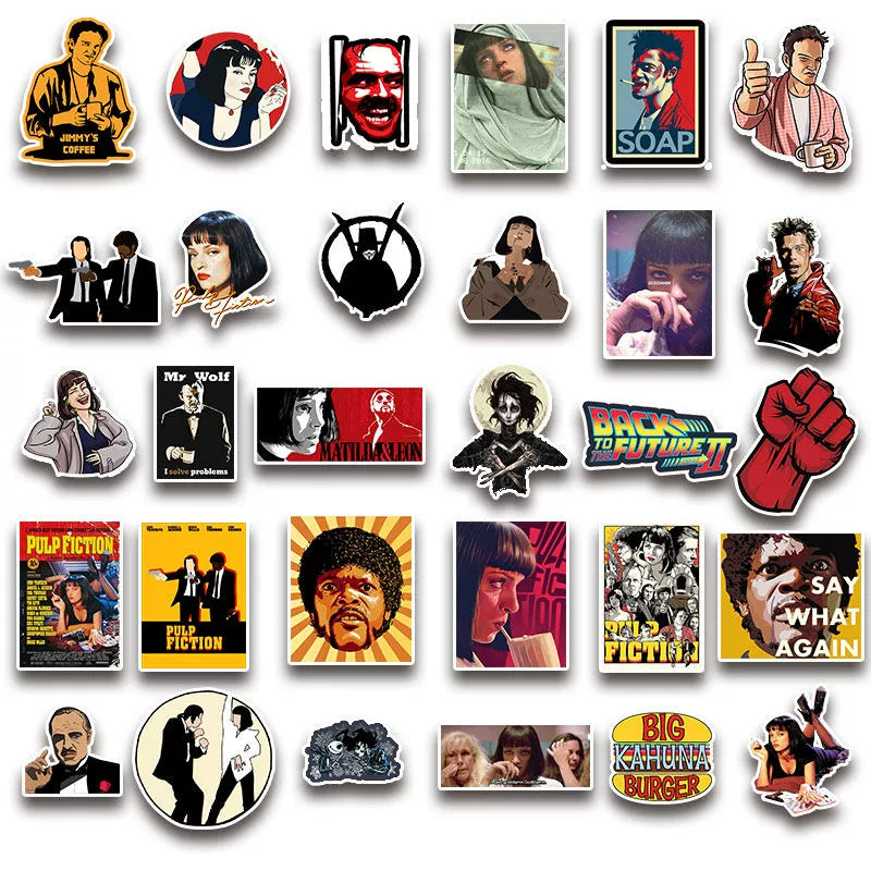 100 Classic Movie Graffiti Stickers Pulp Fiction Godfather and Other Best Selling Notebook Luggage Guitar Stickers