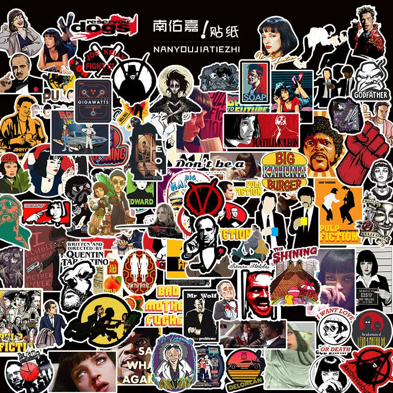 100 Classic Movie Graffiti Stickers Pulp Fiction Godfather and Other Best Selling Notebook Luggage Guitar Stickers