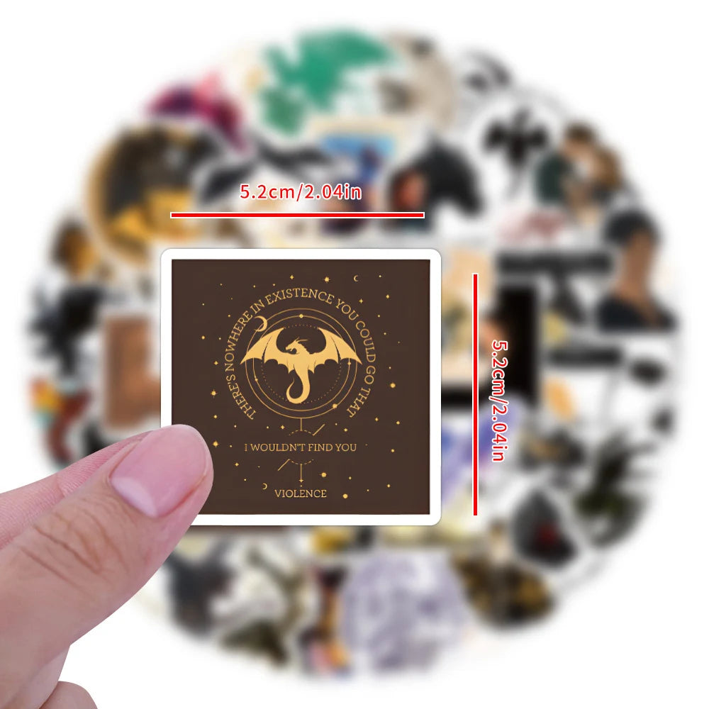 10/30/50/120pcs Fantasy Novel Fourth Wing Cool Stickers Decal Laptop Phone Car Guitar Notebook Fridge Waterproof Sticker Kid Toy