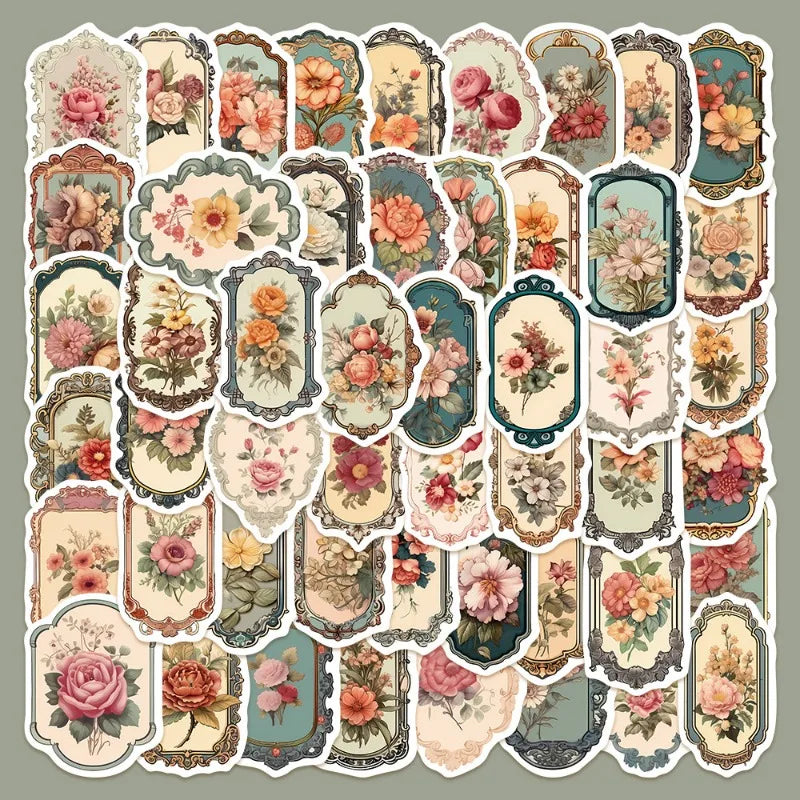 50pcs Cartoon Flower Graffiti Stickers for Helmet, Wall, DIY Decoration