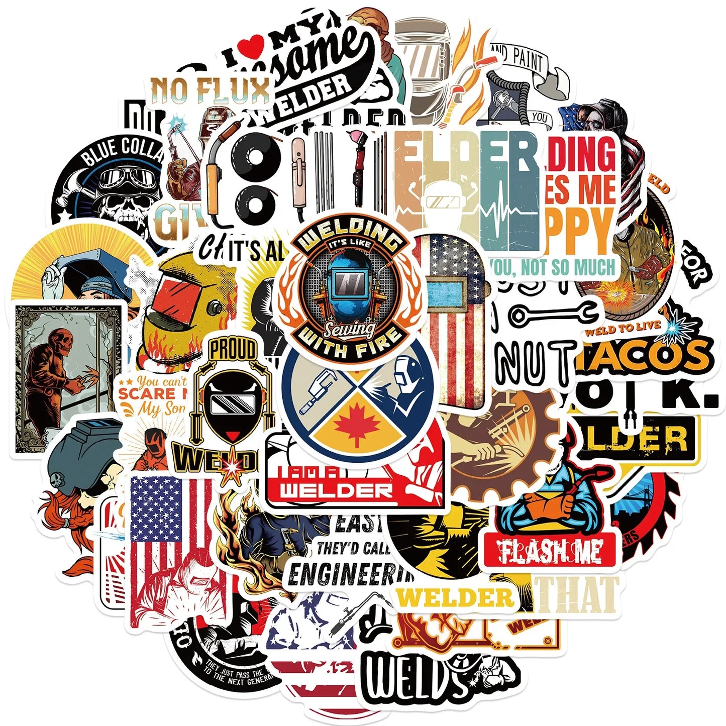 Cartoon Welder Stickers for Suitcase, Skateboard, Laptop, Luggage, Fridge, Phone, Car - 10/30/50pcs Decal Set