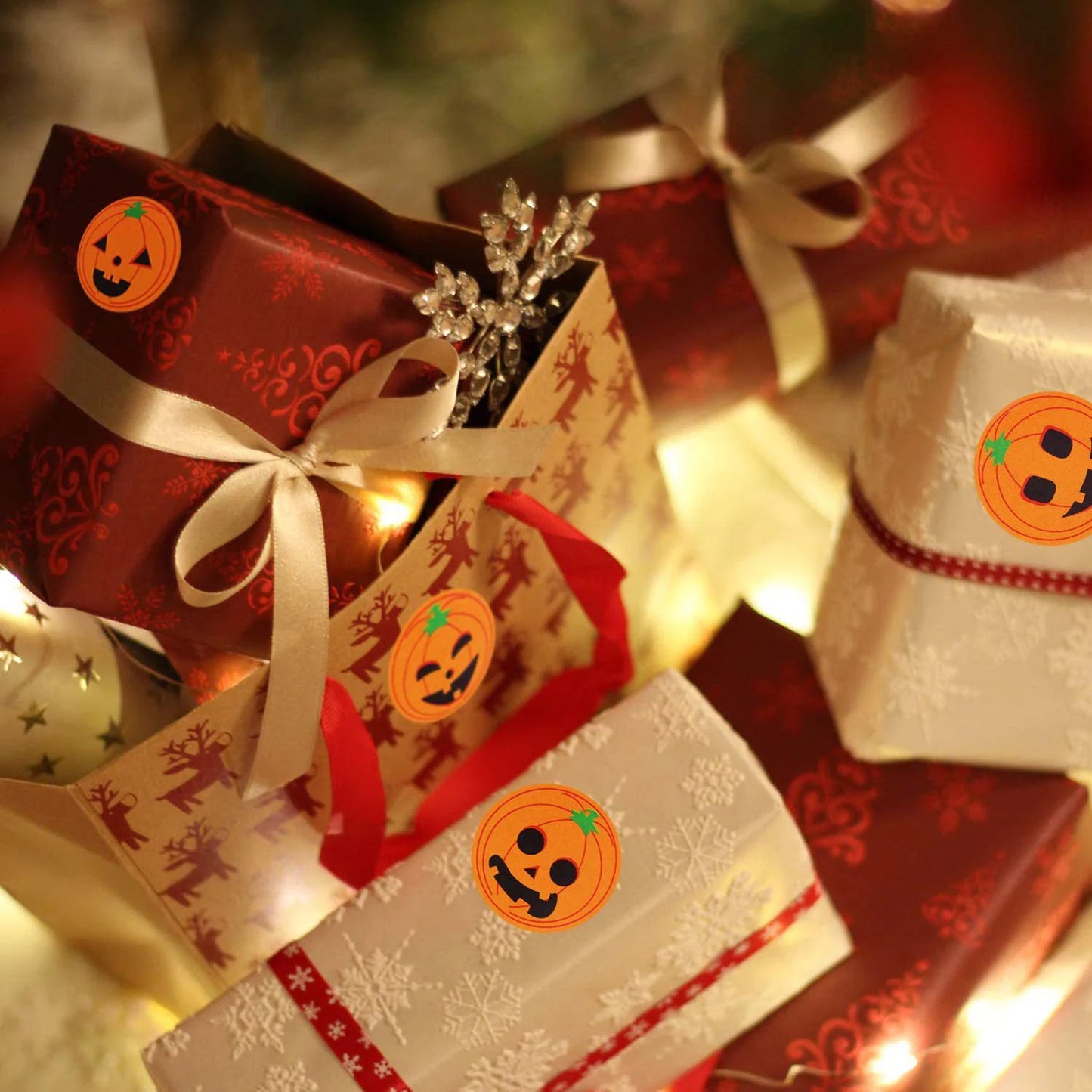100-500pcs Halloween Skeleton Round Sticker Envelope Sealing Labels Candy Bag Sticker Halloween Decoration Decor Pumpkin