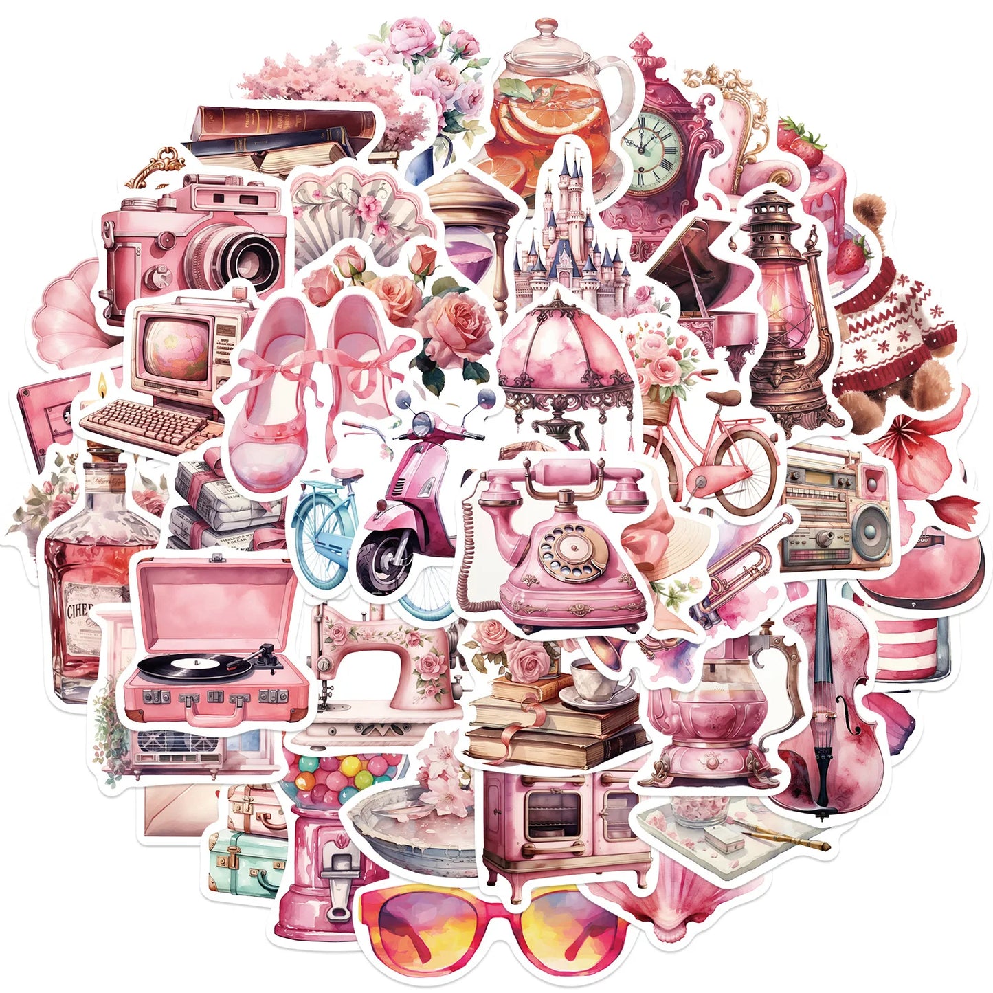 Cartoon Pink Graffiti Stickers for Snowboard Laptop Luggage Car Fridge DIY Vinyl
