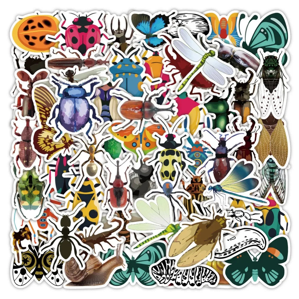 60Pcs Cartoon Cute Insect Doodle Stickers Small Animal DIY Toys Car Skateboard Laptop Graffiti Decals Sticker for Kid