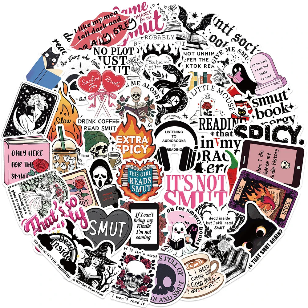 Smut Bookish Graffiti Stickers 10/30/50PCS Funny Decals for Notebook Phone Skateboard Water Bottle