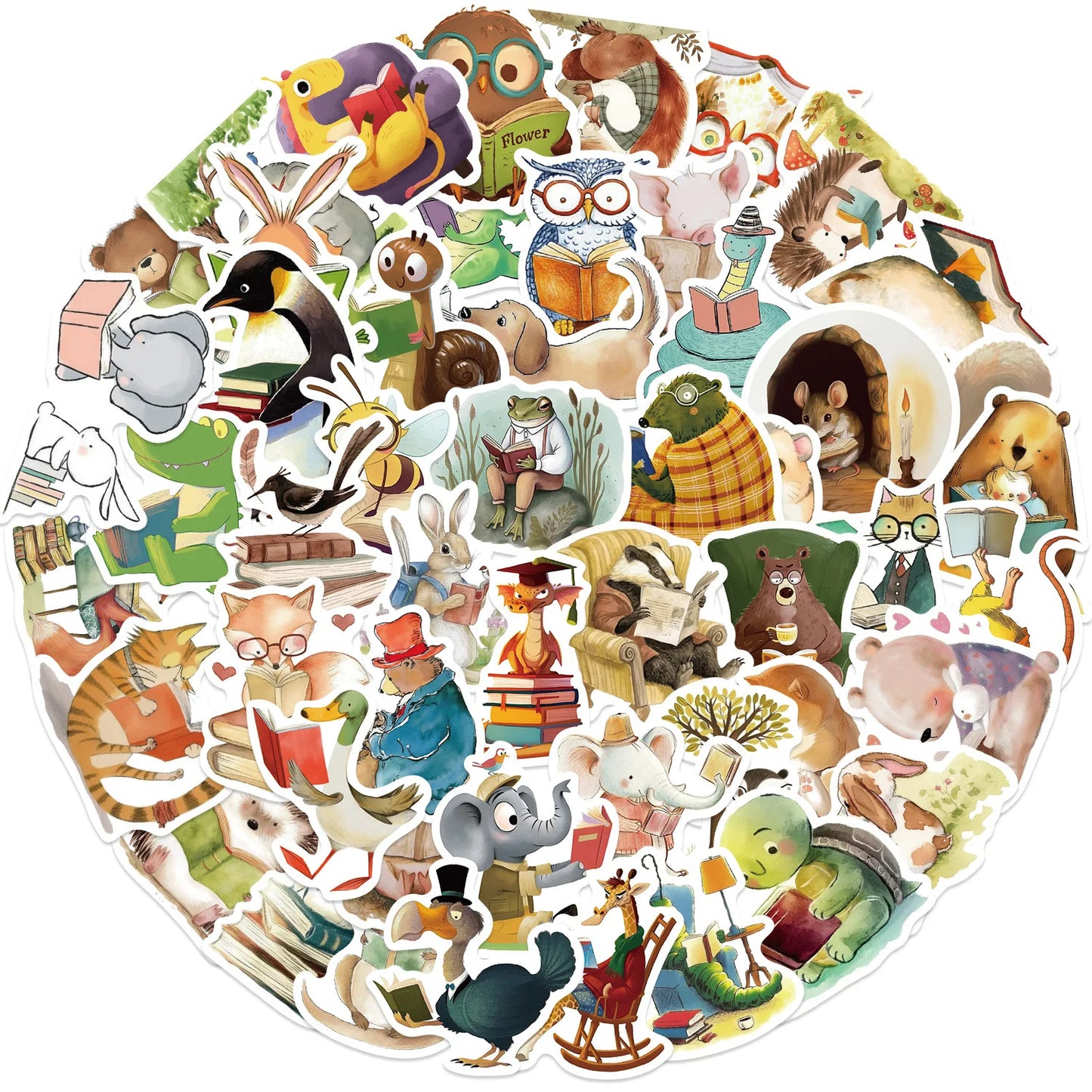 50Pcs English Book Stickers: Laptop, Bike, Guitar, DIY