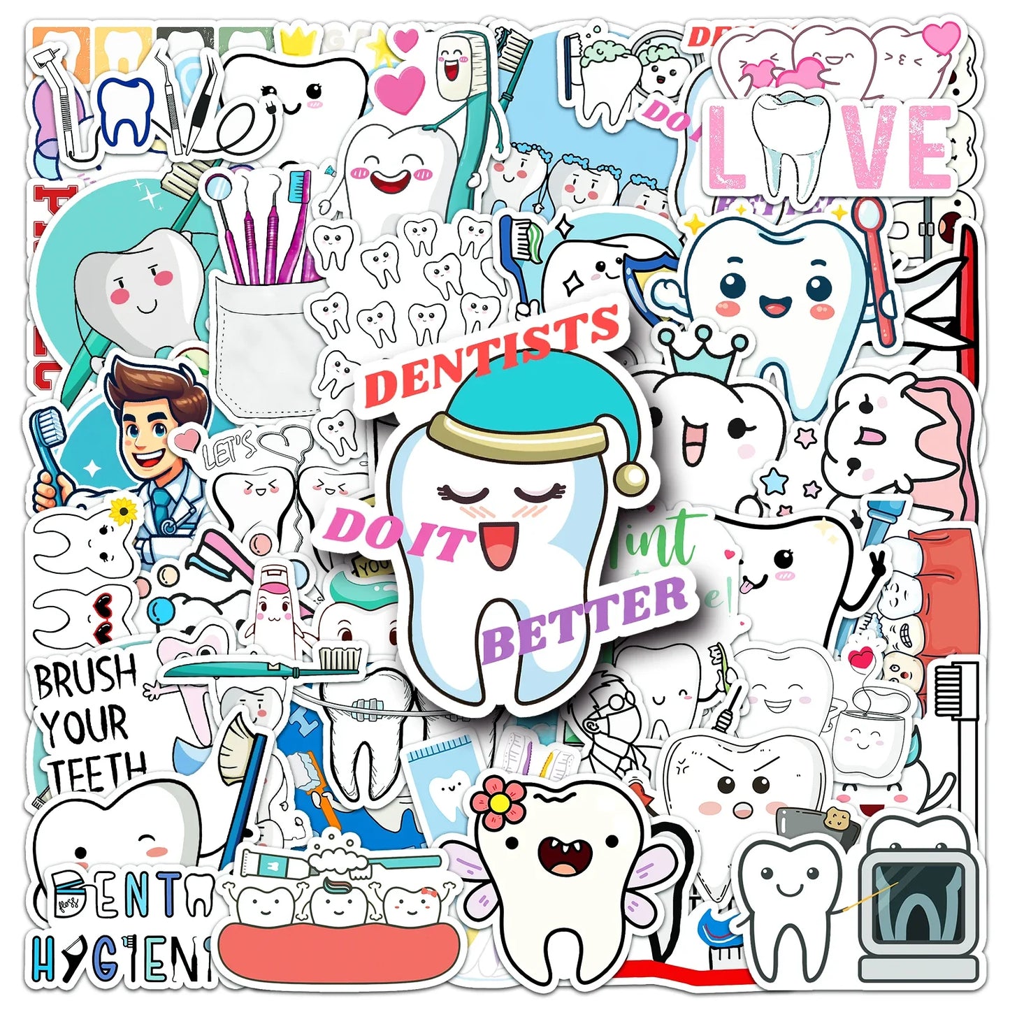 50Pcs Cartoon Waterproof Vinyl Stickers for Skateboard Snowboard