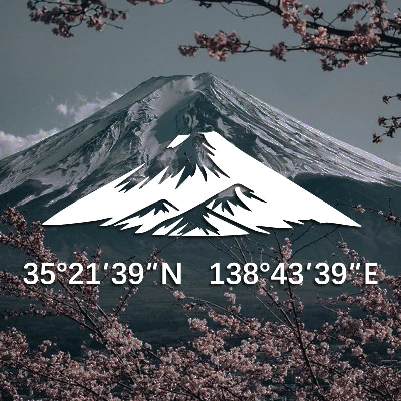 MOUNT FUJI Latitude Longitude Decal for Cars & Laptops