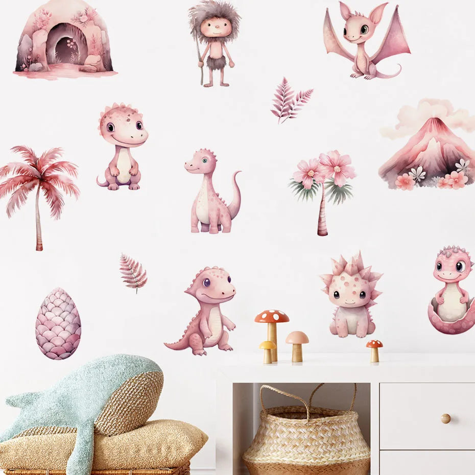 Cute Dinosaur Nursery Wall Stickers Kids Room Decor Decals