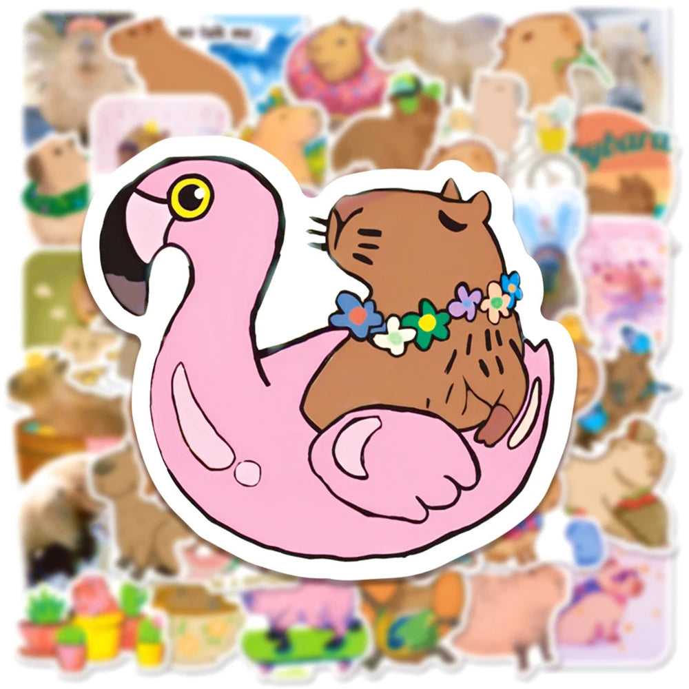 10/30/50PCS Funny Capybara Sticker Cute Cartoon Decals Toys For Kids DIY Stationery Laptop Phone Scrapbook Guitar Bike Sticker