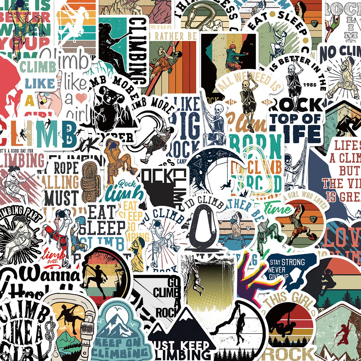 50Pcs Rock Climbing Waterproof Stickers Decals