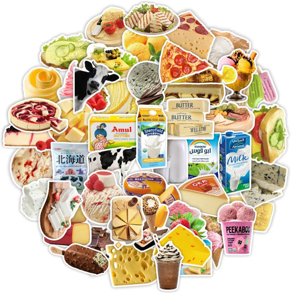 Cheese Ice Cream Stickers 10/30/50PCS for Phone Laptop Luggage Skateboard Kids Gift