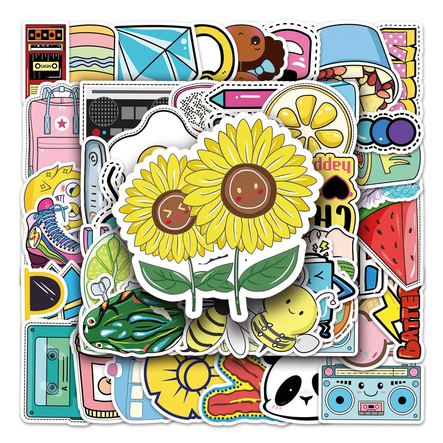 53Pcs Cartoon Waterproof Vinyl Stickers for Skateboard Snowboard