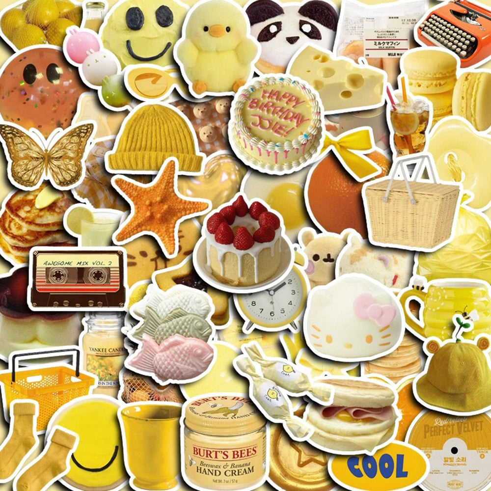 Kawaii Yellow Cartoon Stickers Butter Bread Decals DIY Fridge Notebook Phone Motorcycle Suitcase Decoration