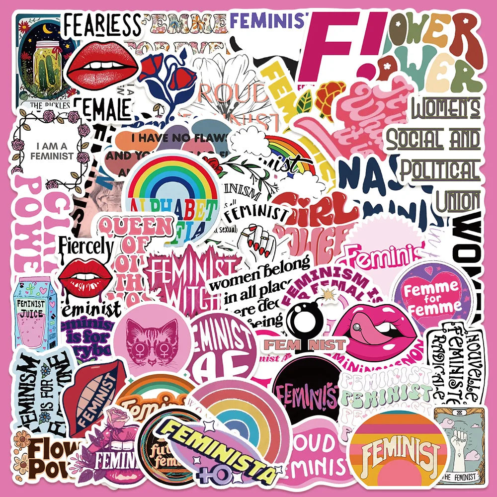 50pcs Female Quote Graffiti Stickers for Helmet, Wall, DIY Decoration