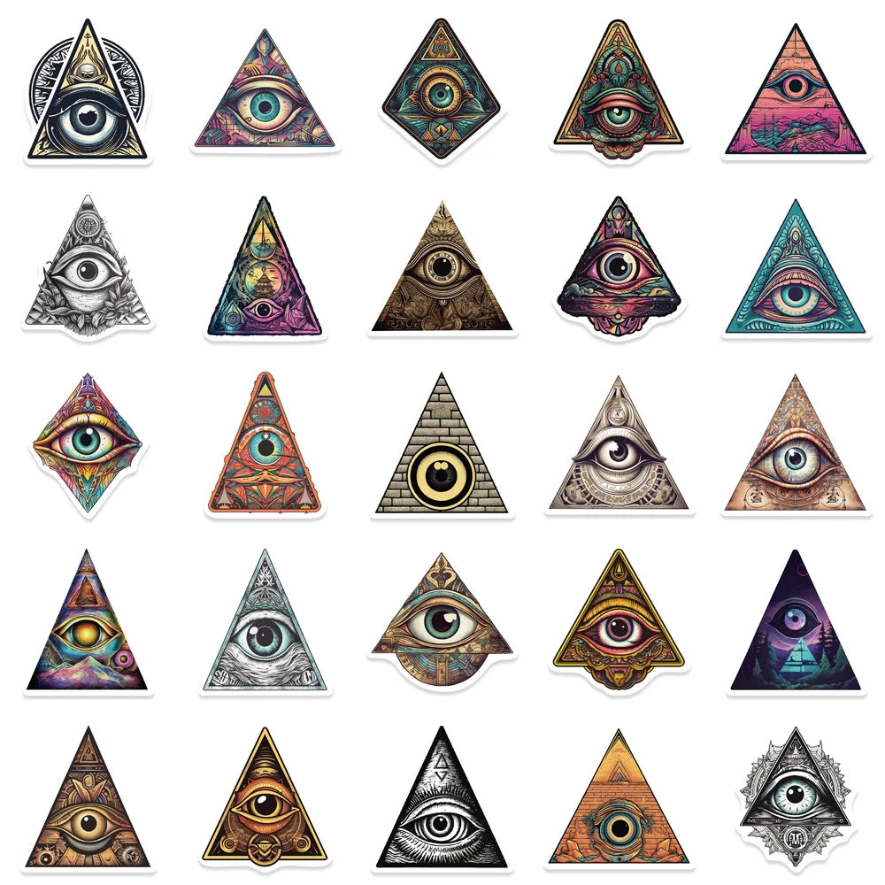 10/50Pcs Funny Cartoon Colorful All Seeing Eyes Graffiti Sticker for Luggage Skateboard Guitar Waterproof Creative Stickers