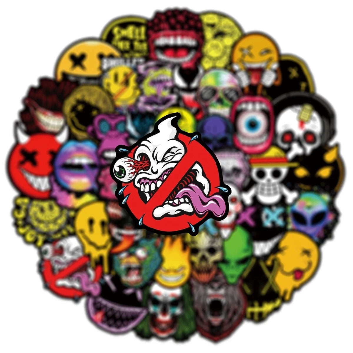 50Pcs Cool Horror Skull Stickers Waterproof for Phone Skateboard Guitar Laptop Car Motorcycle Helmet Decals Graffiti Toys