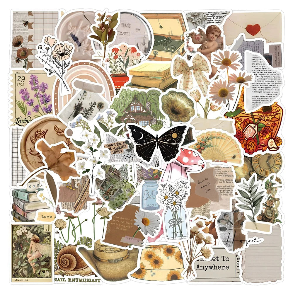 Retro Cartoon Art Stickers Pack - Aesthetic Decals for Laptop, Fridge, Luggage, Phone, Suitcase