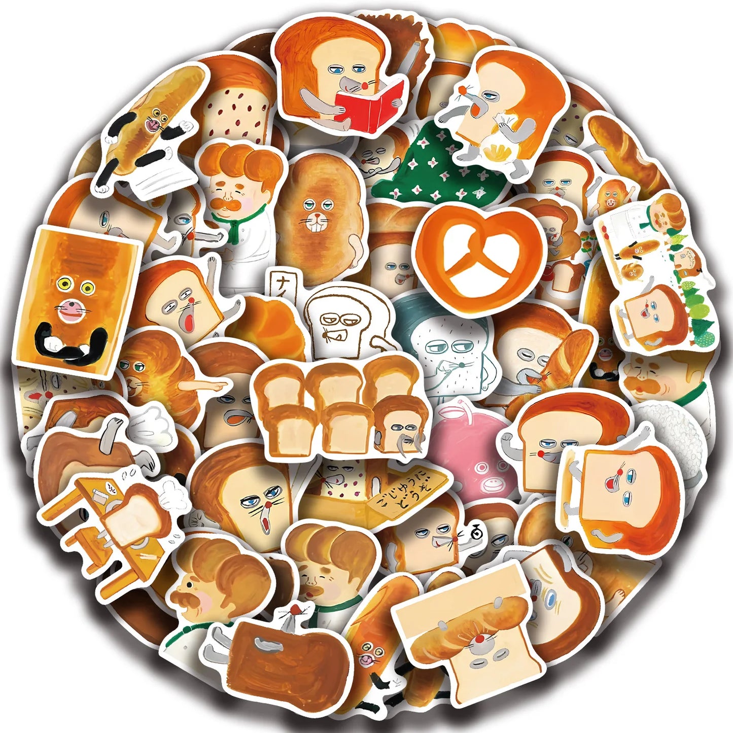 60Pcs Cartoon Bread Thief Stickers Waterproof PVC