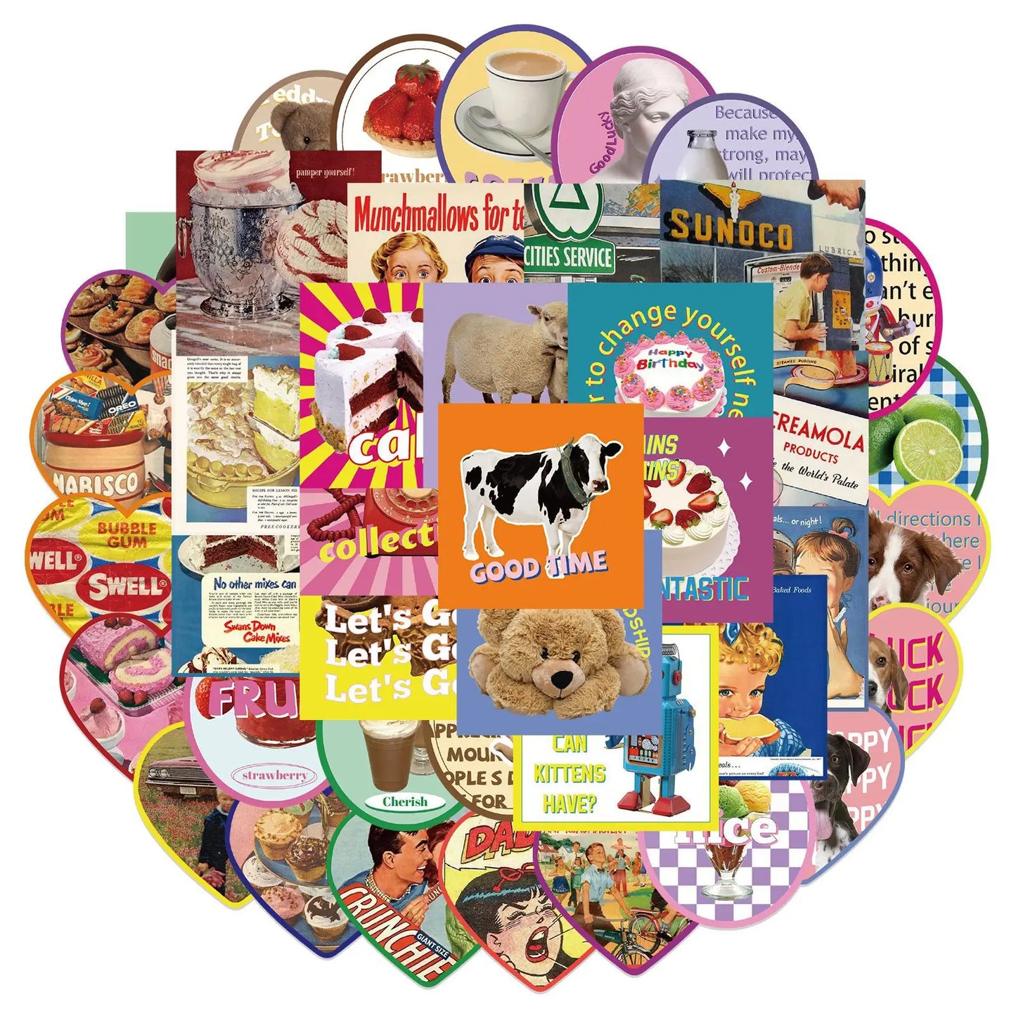 90s Retro Cartoon Stickers Vintage Decals Waterproof PVC for Laptop Phone Notebook Bike