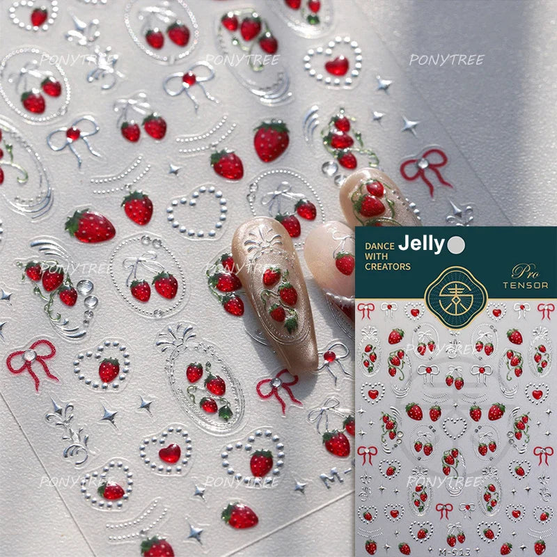 Cherry Strawberry Nail Art Stickers - Self Adhesive Decals