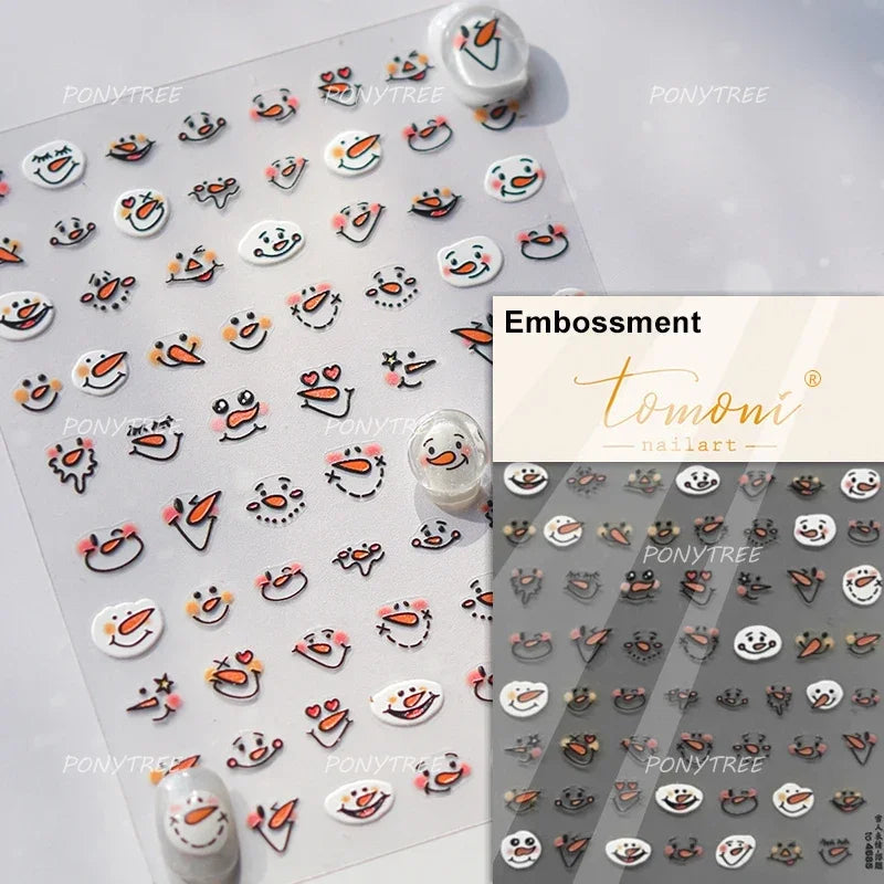 Snowman Tree House Nail Art Stickers Winter Decals