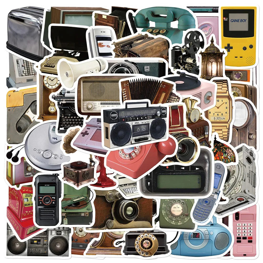 Vintage Waterproof Equipment Stickers: 10/30/50pcs Retro Decals for Skateboard, Laptop, Motorcycle, Phone, Car, Graffiti