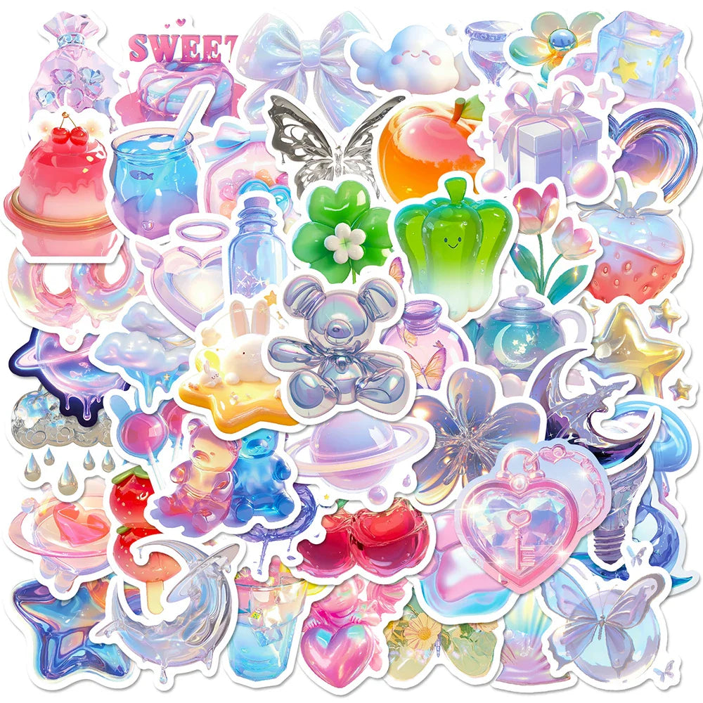 3D Cartoon Aesthetic Stickers 10/30/50pcs Waterproof Decals for Skateboard, Bike, Suitcase, Phone, Fridge