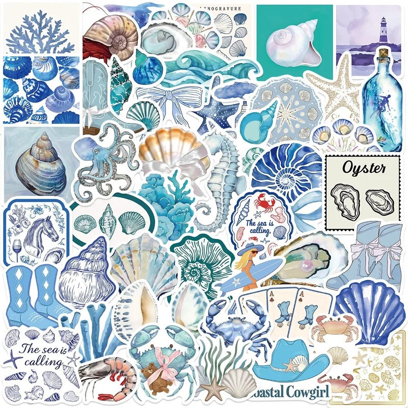Kawaii Blue Halobios Stickers Set: DIY Scrapbooking Supplies