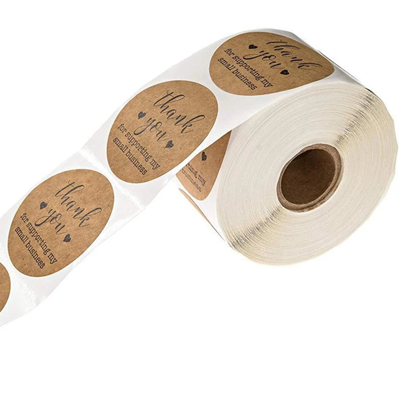 500pc/roll 1inch Thank You for Supporting My Small Business Stickers Sealing Business Stationery Sticker for Store Shopping